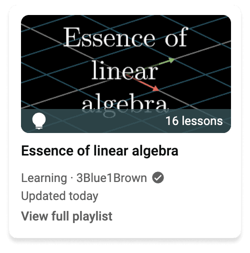 A free course offering the core concept of linear algebra with a visuals-first
approach.