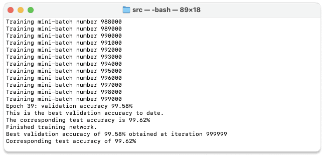 image of the terminal running the code