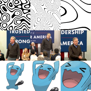 Image of the many different images of wabaphet, jeb bush, and
noise